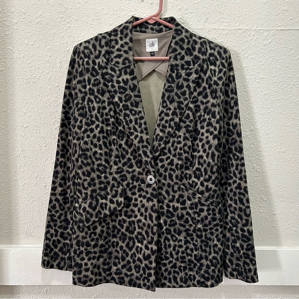 Cabi 3373 Jungle Leopard Print 1-Button Front Blazer Size 4